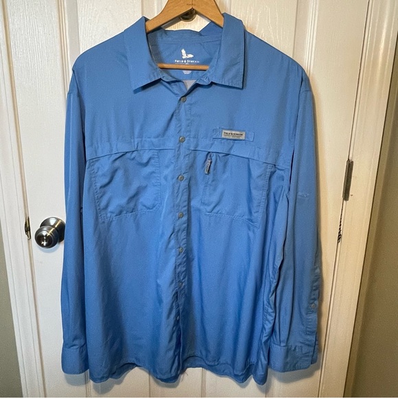 FIELD & STREAM 1871 MEN'S VENTED LONG SLEEVE BLUE FISHING SHIRT - SIZE‎ XXL - Picture 1 of 8